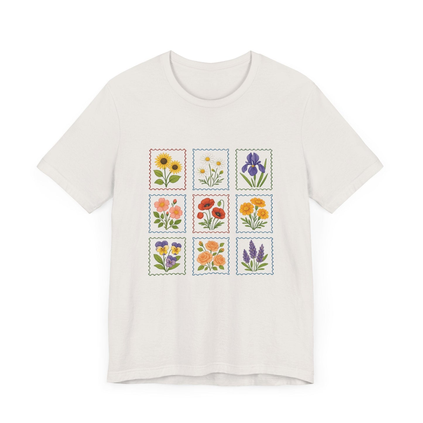 Summer Flower Stamp Tshirt, Vintage Postage Stamp Shirt - Popbydesign