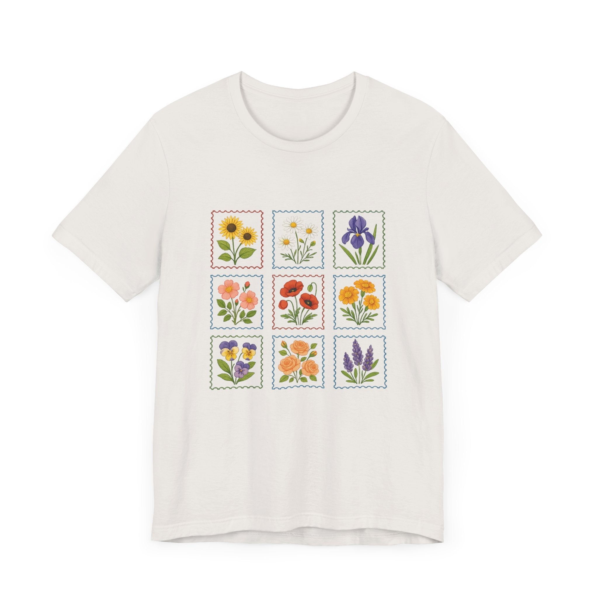 Summer Flower Stamp Tshirt, Vintage Postage Stamp Shirt by PopCultureByDesign36