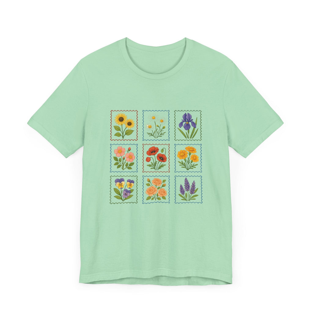 Summer Flower Stamp Tshirt, Vintage Postage Stamp Shirt by PopCultureByDesign36