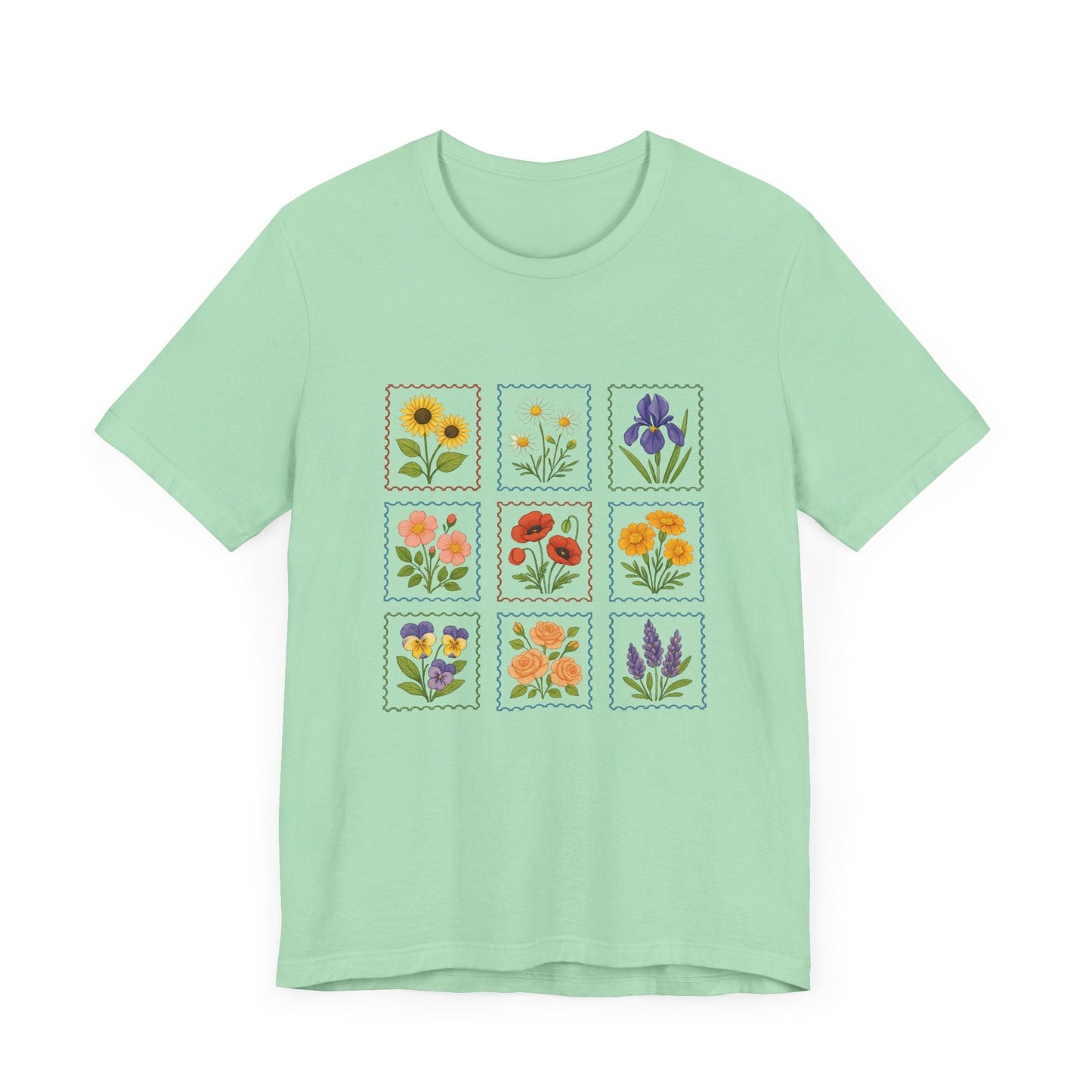 Summer Flower Stamp Tshirt, Vintage Postage Stamp Shirt - Popbydesign