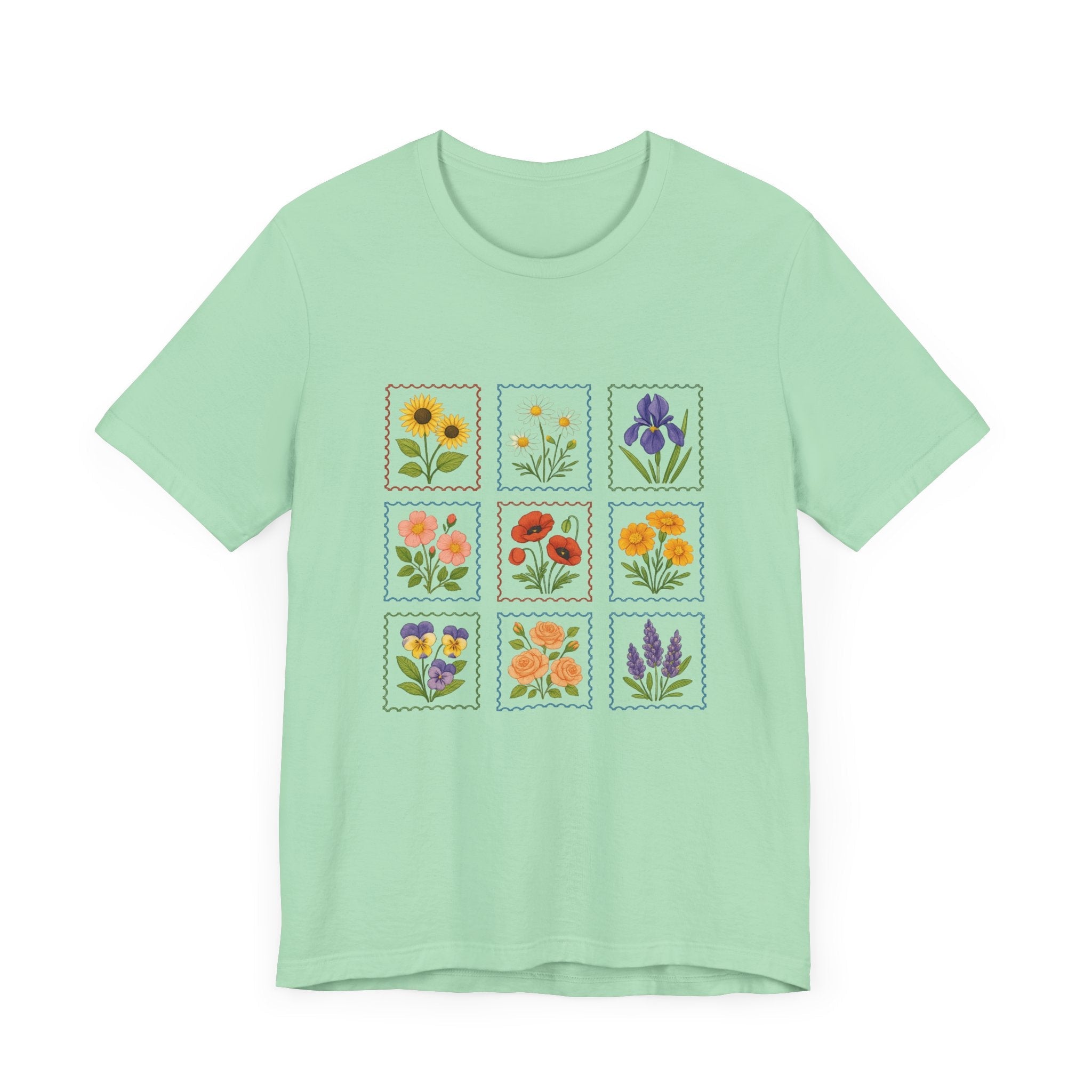 Summer Flower Stamp Tshirt, Vintage Postage Stamp Shirt by PopCultureByDesign36