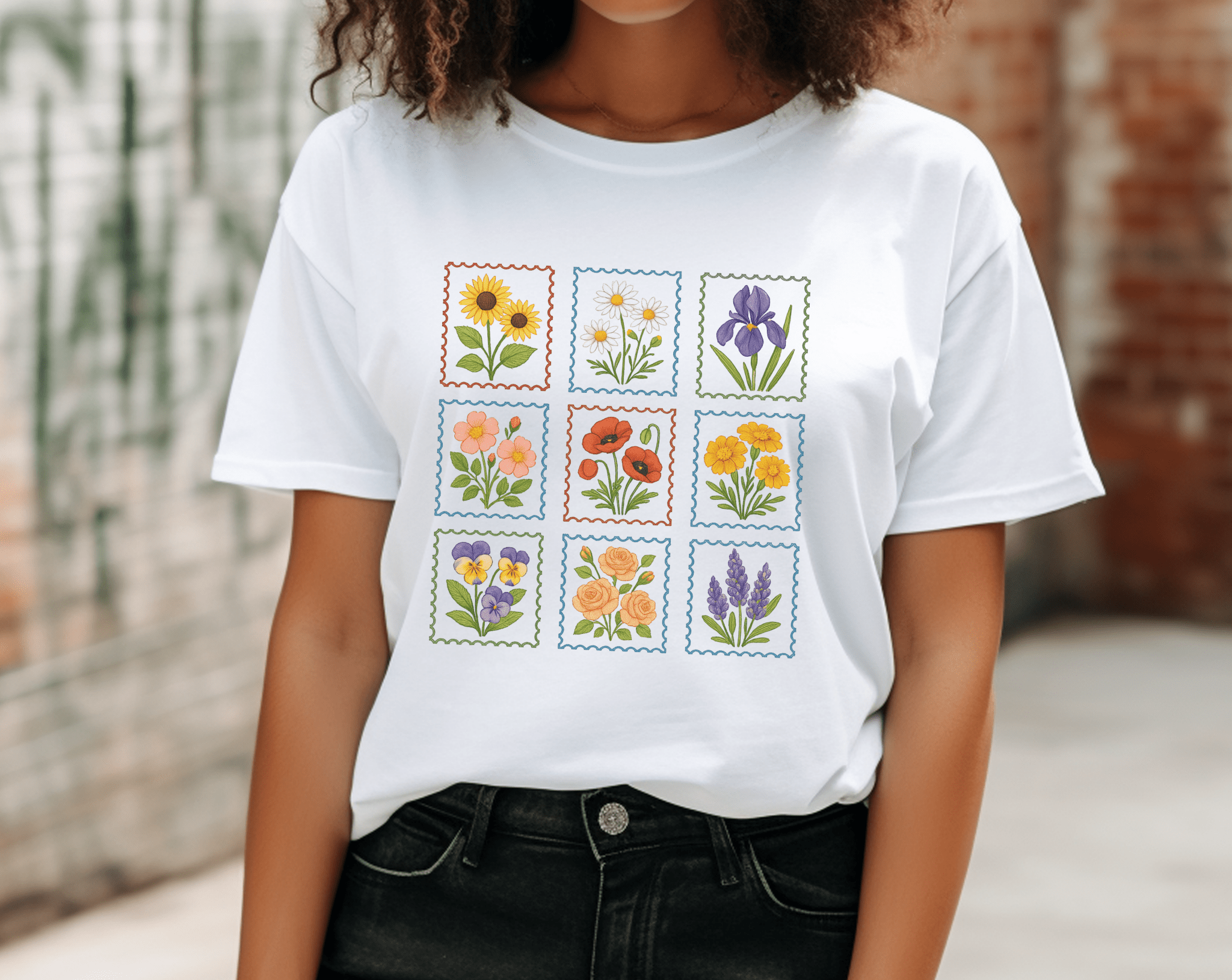 Summer Flower Stamp Tshirt, Vintage Postage Stamp Shirt by PopCultureByDesign36