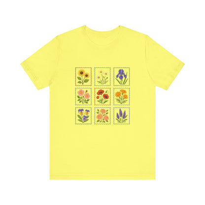 Summer Flower Stamp Tshirt, Vintage Postage Stamp Shirt - Popbydesign