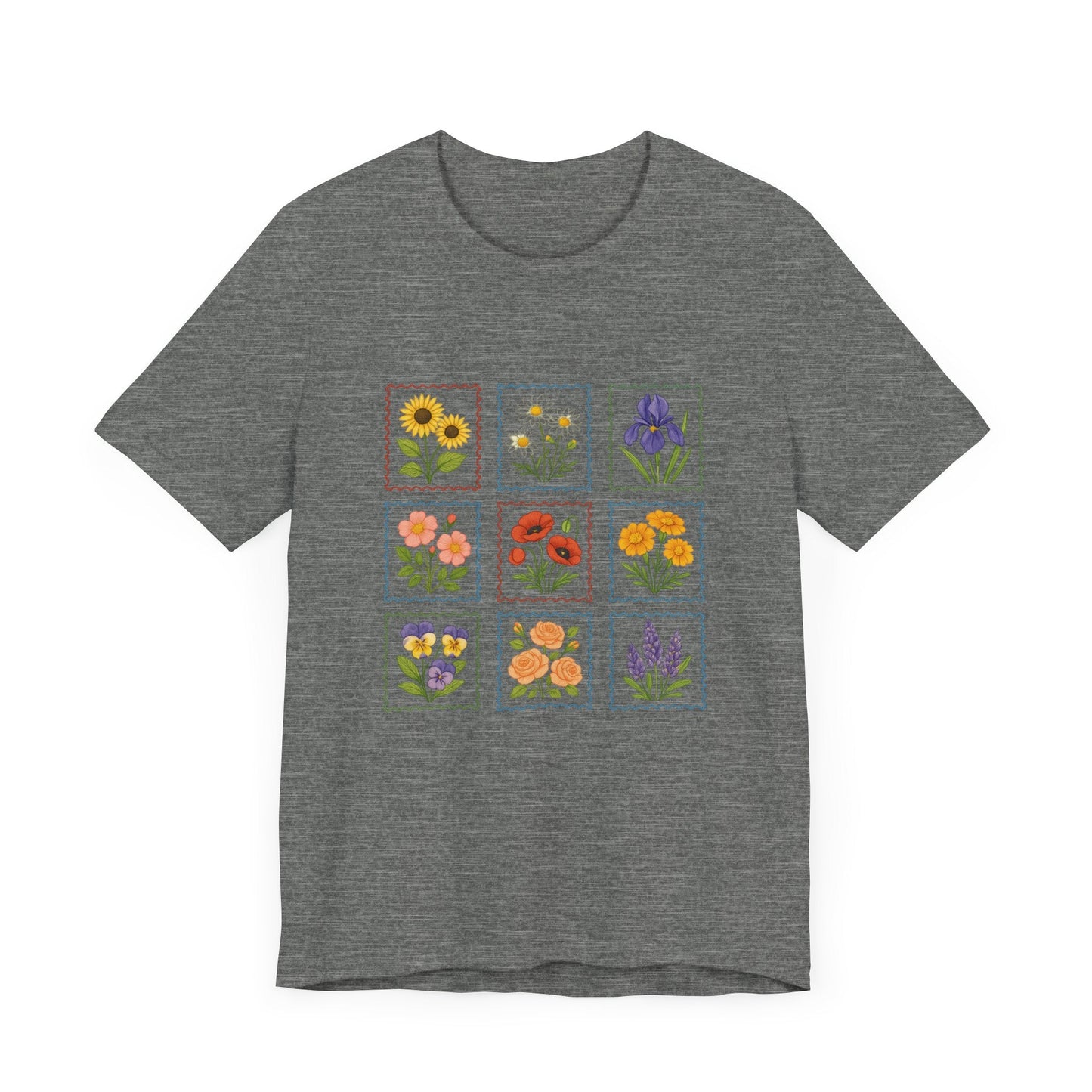 Summer Flower Stamp Tshirt, Vintage Postage Stamp Shirt - Popbydesign
