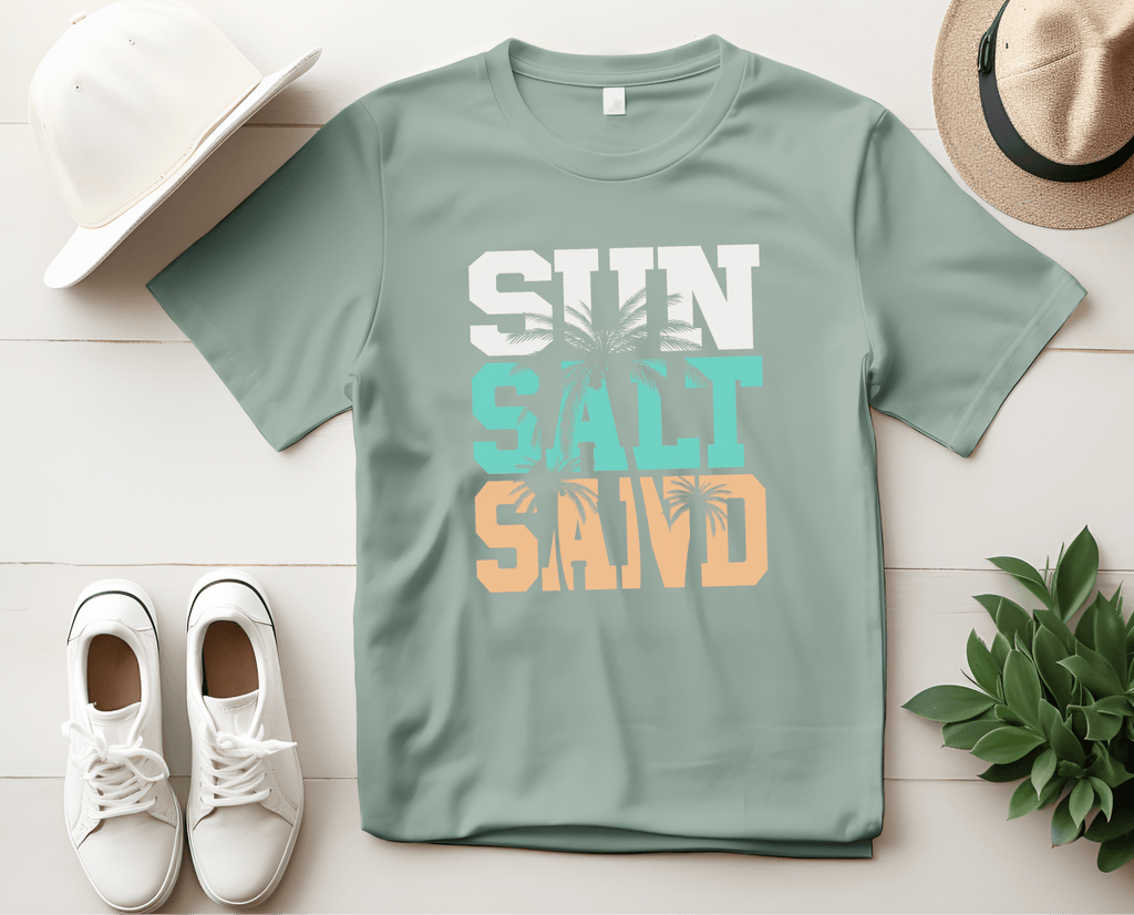Sun Salt Sand Beach Shirt, Summer Ocean Vacation T-Shirt by PopCultureByDesign36