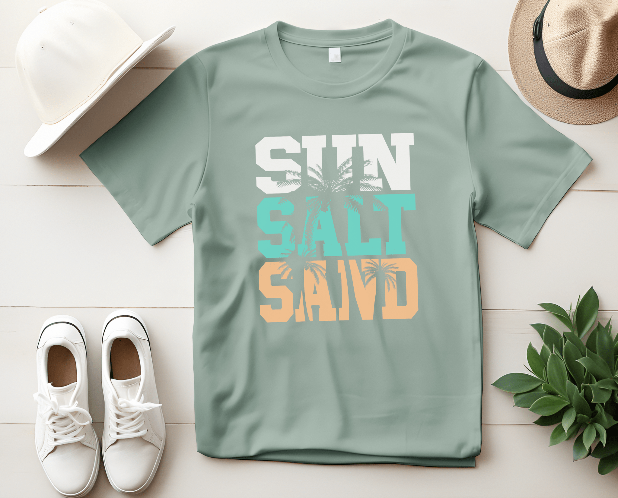 Sun Salt Sand Beach Shirt, Summer Ocean Vacation T-Shirt by PopCultureByDesign36