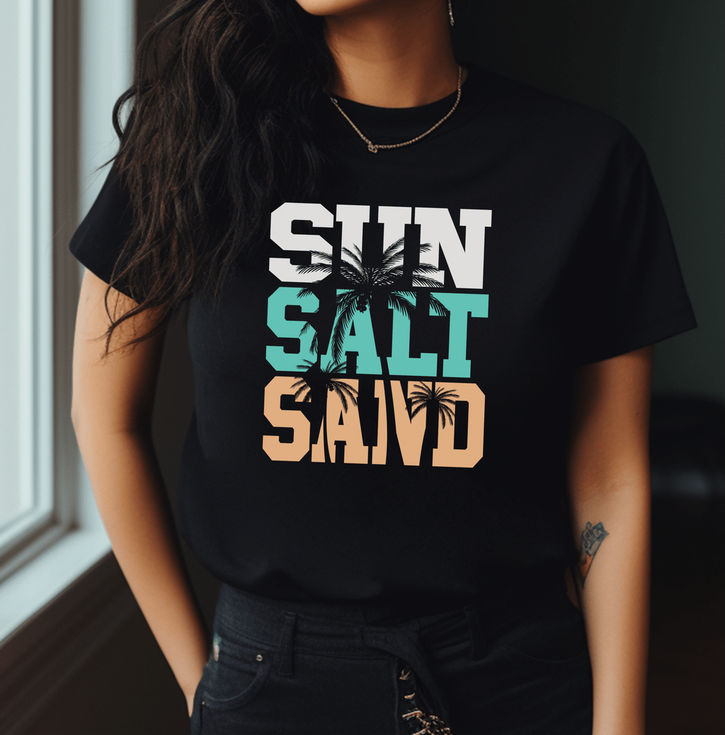 Sun Salt Sand Beach Shirt, Summer Ocean Vacation T-Shirt by PopCultureByDesign36