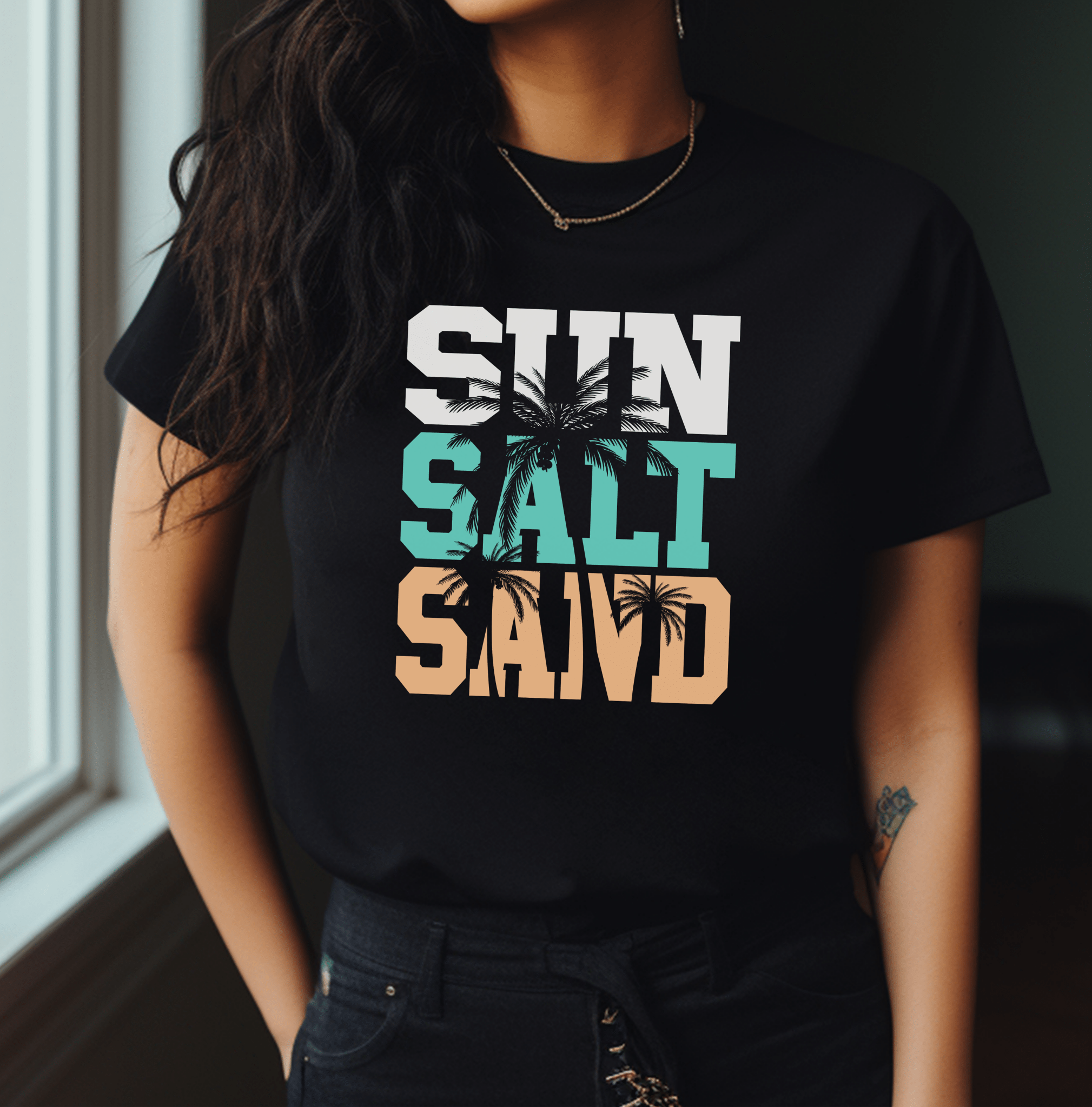 Sun Salt Sand Beach Shirt, Summer Ocean Vacation T-Shirt by PopCultureByDesign36