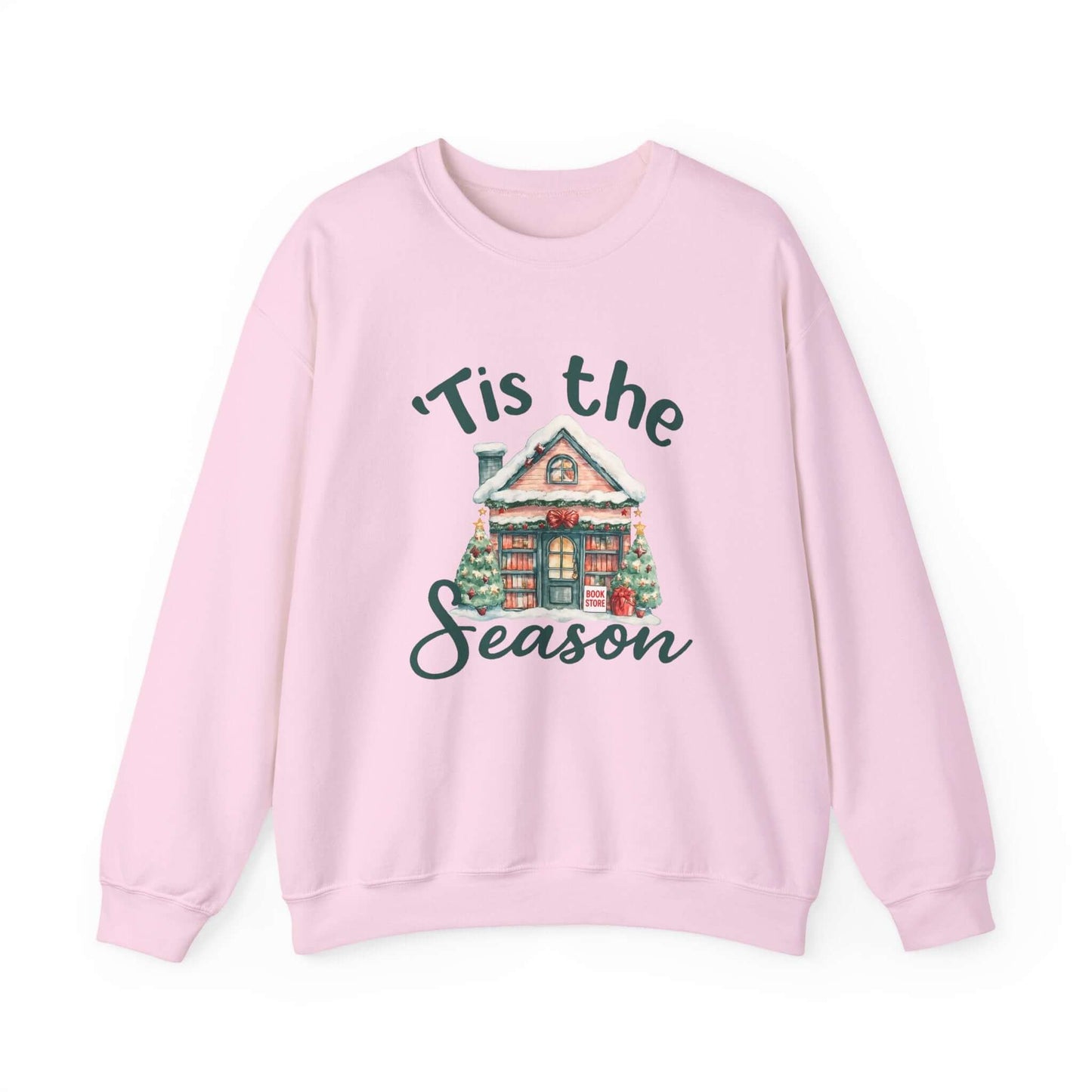 Tis The Season Cozy Christmas Cottage Sweatshirt, Holiday Bookstore Sweatshirt - Popbydesign