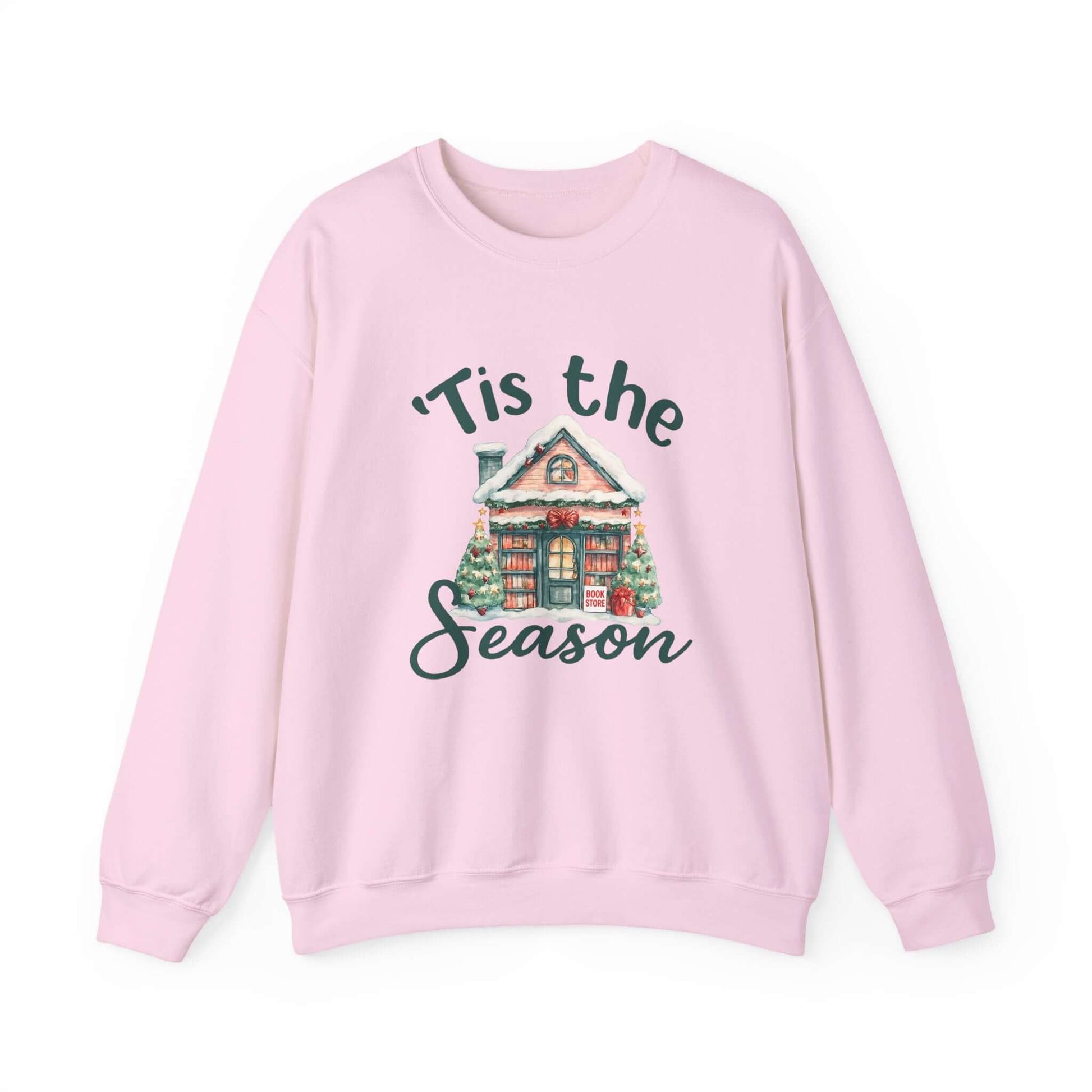Tis The Season Cozy Christmas Cottage Sweatshirt, Holiday Bookstore Sweatshirt - Popbydesign