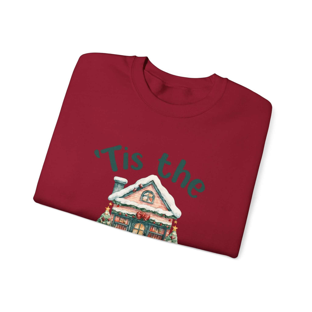 Tis The Season Cozy Christmas Cottage Sweatshirt, Holiday Bookstore Sweatshirt by PopCultureByDesign36