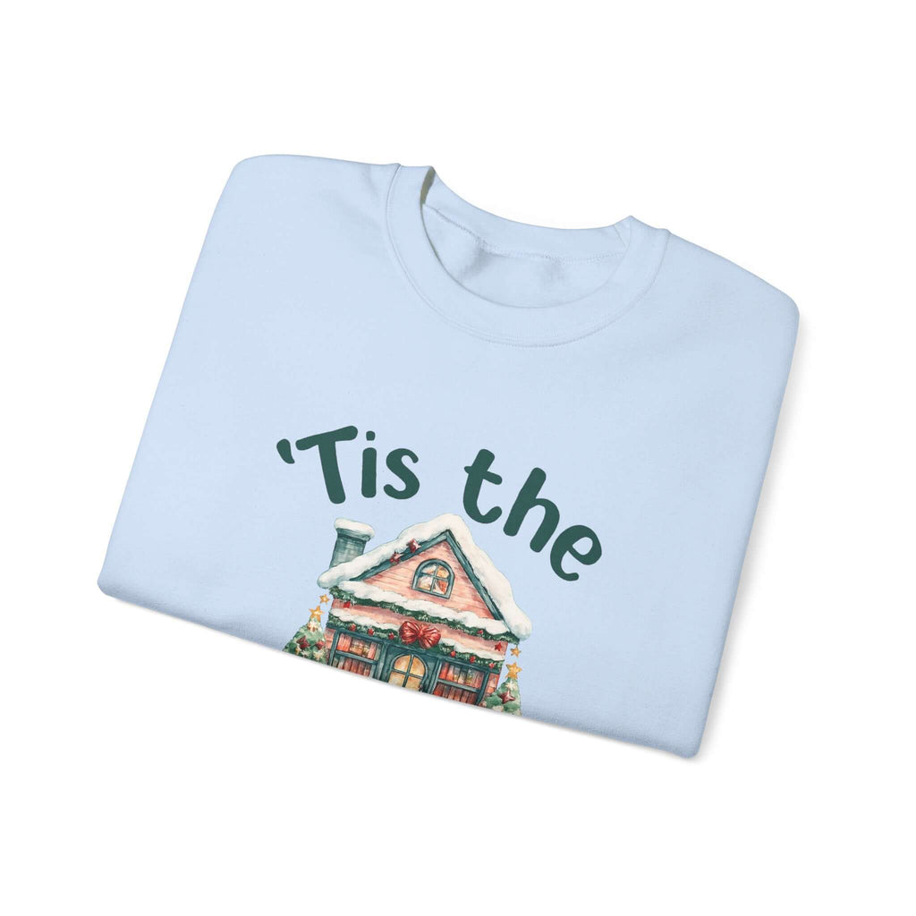 Tis The Season Cozy Christmas Cottage Sweatshirt, Holiday Bookstore Sweatshirt by PopCultureByDesign36