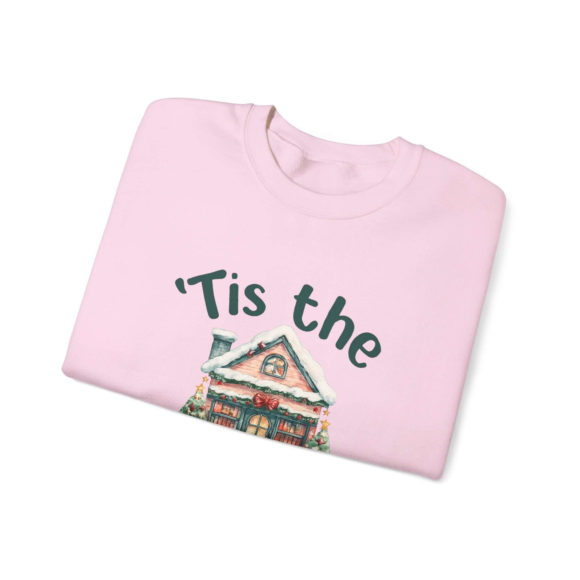 Tis The Season Cozy Christmas Cottage Sweatshirt, Holiday Bookstore Sweatshirt - Popbydesign
