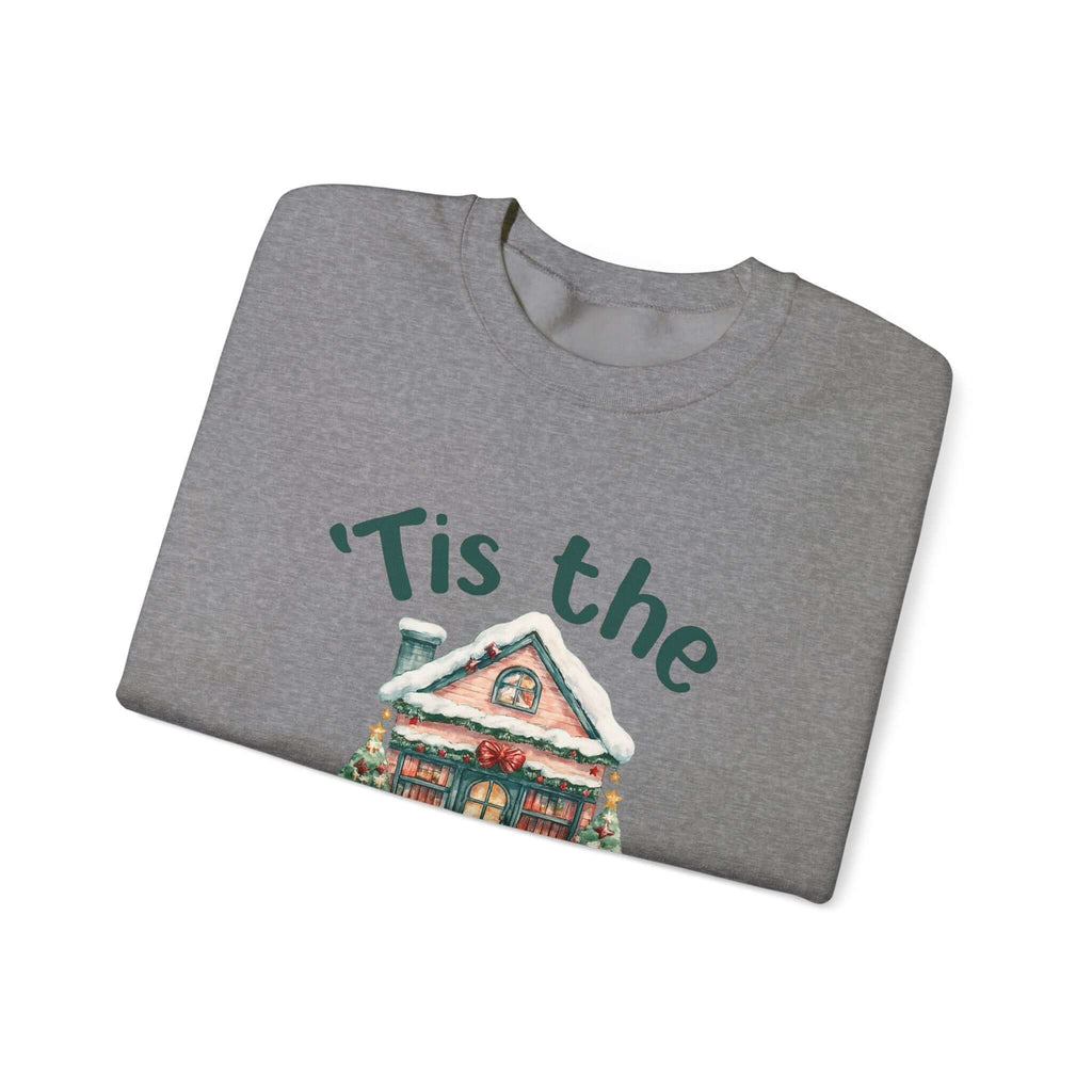 Tis The Season Cozy Christmas Cottage Sweatshirt, Holiday Bookstore Sweatshirt by PopCultureByDesign36