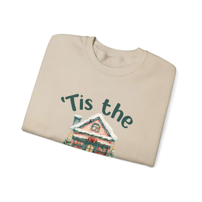 Tis The Season Cozy Christmas Cottage Sweatshirt, Holiday Bookstore Sweatshirt - Popbydesign