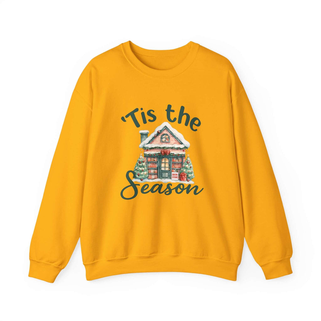 Tis The Season Cozy Christmas Cottage Sweatshirt, Holiday Bookstore Sweatshirt by PopCultureByDesign36