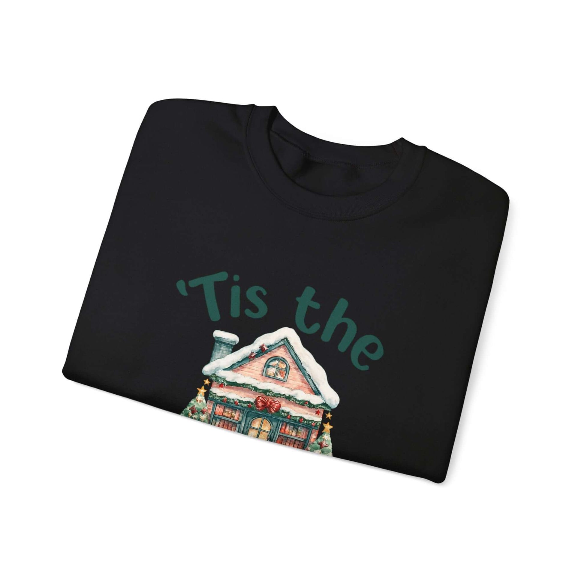 Tis The Season Cozy Christmas Cottage Sweatshirt, Holiday Bookstore Sweatshirt - Popbydesign