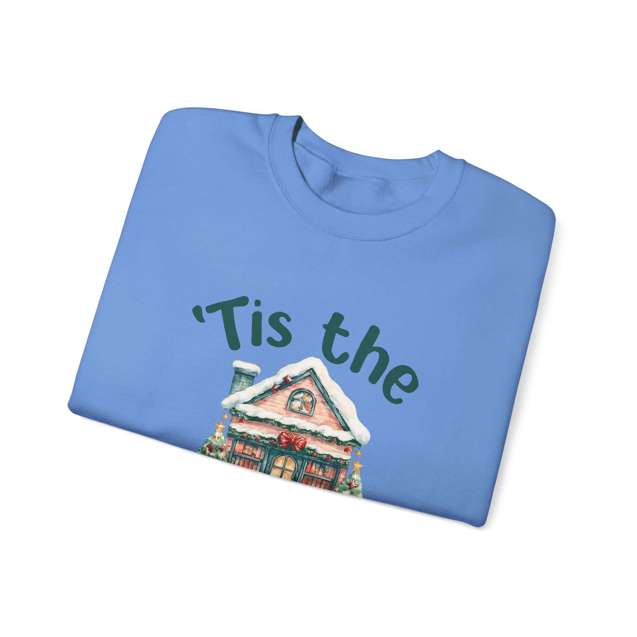 Tis The Season Cozy Christmas Cottage Sweatshirt, Holiday Bookstore Sweatshirt by PopCultureByDesign36
