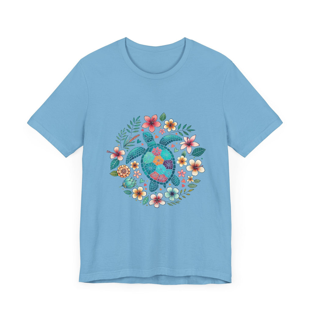 Turtle Ocean Sun T-Shirt, Floral Turtle Shirt, Boho Beach Tshirt by PopCultureByDesign36