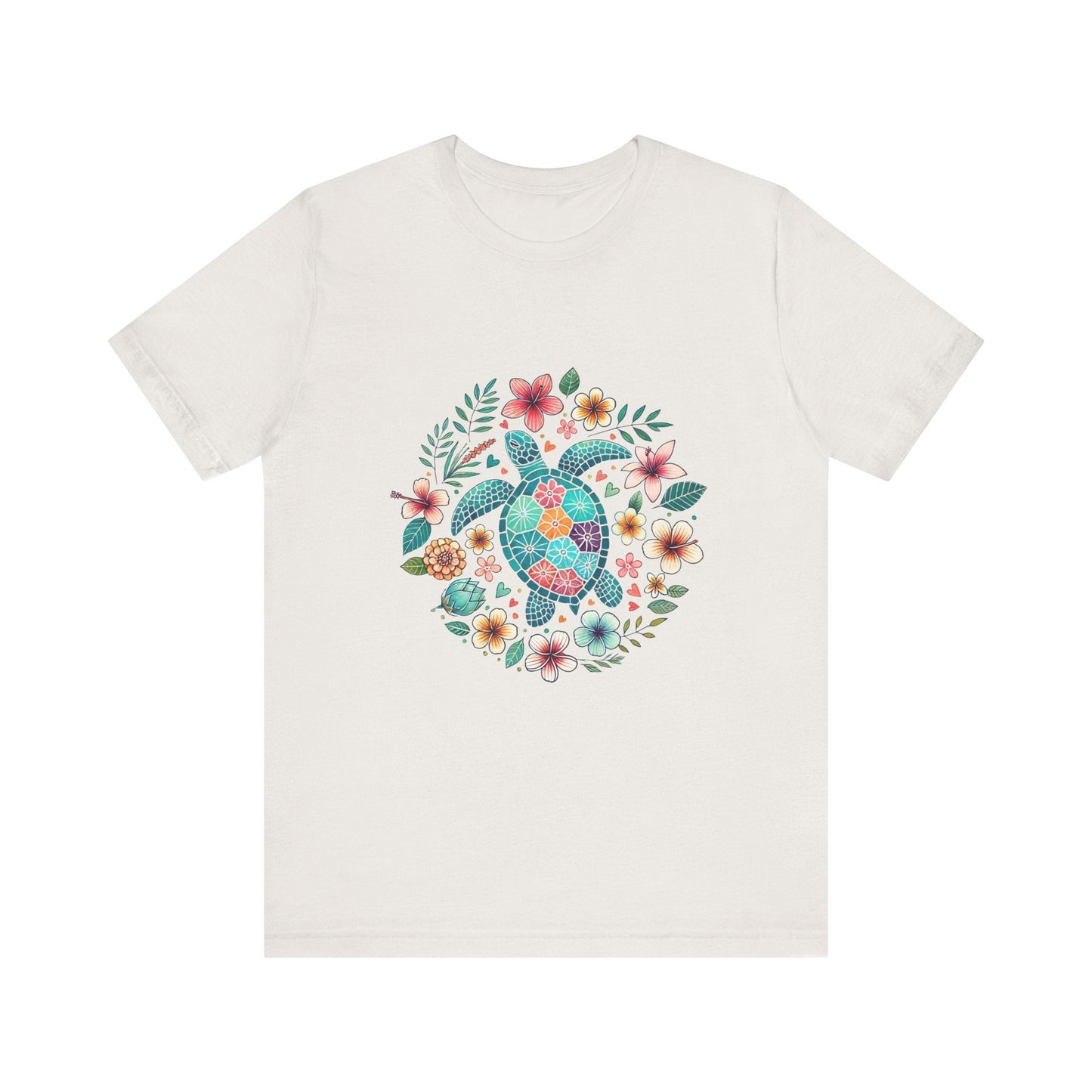 Turtle Ocean Sun T-Shirt, Floral Turtle Shirt, Boho Beach Tshirt - Popbydesign