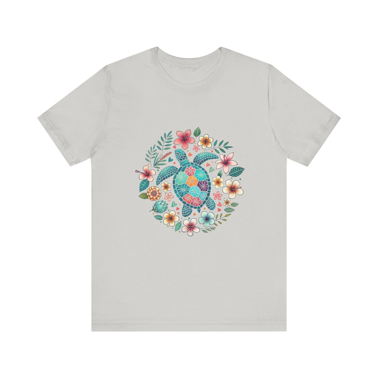Turtle Ocean Sun T-Shirt, Floral Turtle Shirt, Boho Beach Tshirt - Popbydesign