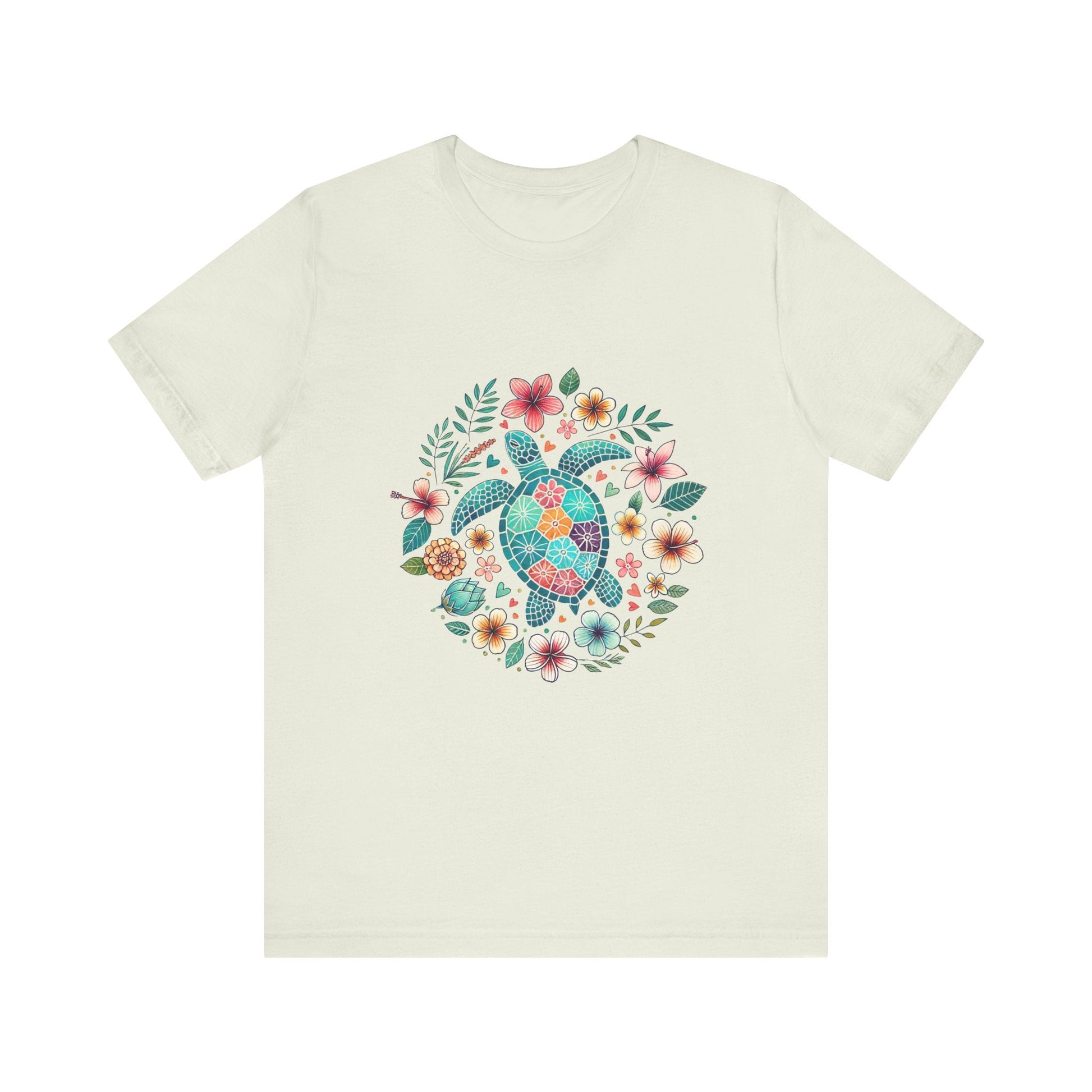 Turtle Ocean Sun T-Shirt, Floral Turtle Shirt, Boho Beach Tshirt - Popbydesign