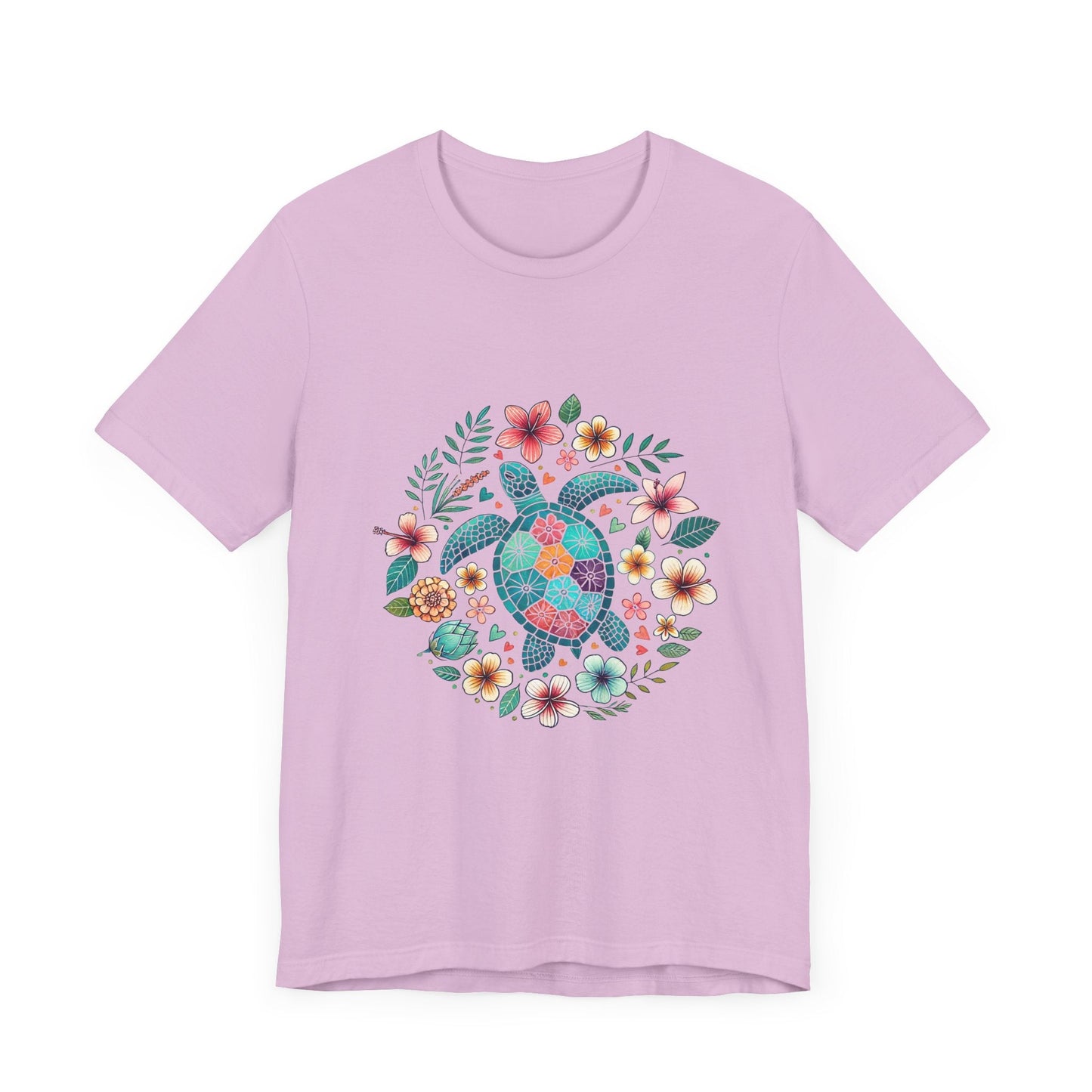 Turtle Ocean Sun T-Shirt, Floral Turtle Shirt, Boho Beach Tshirt - Popbydesign