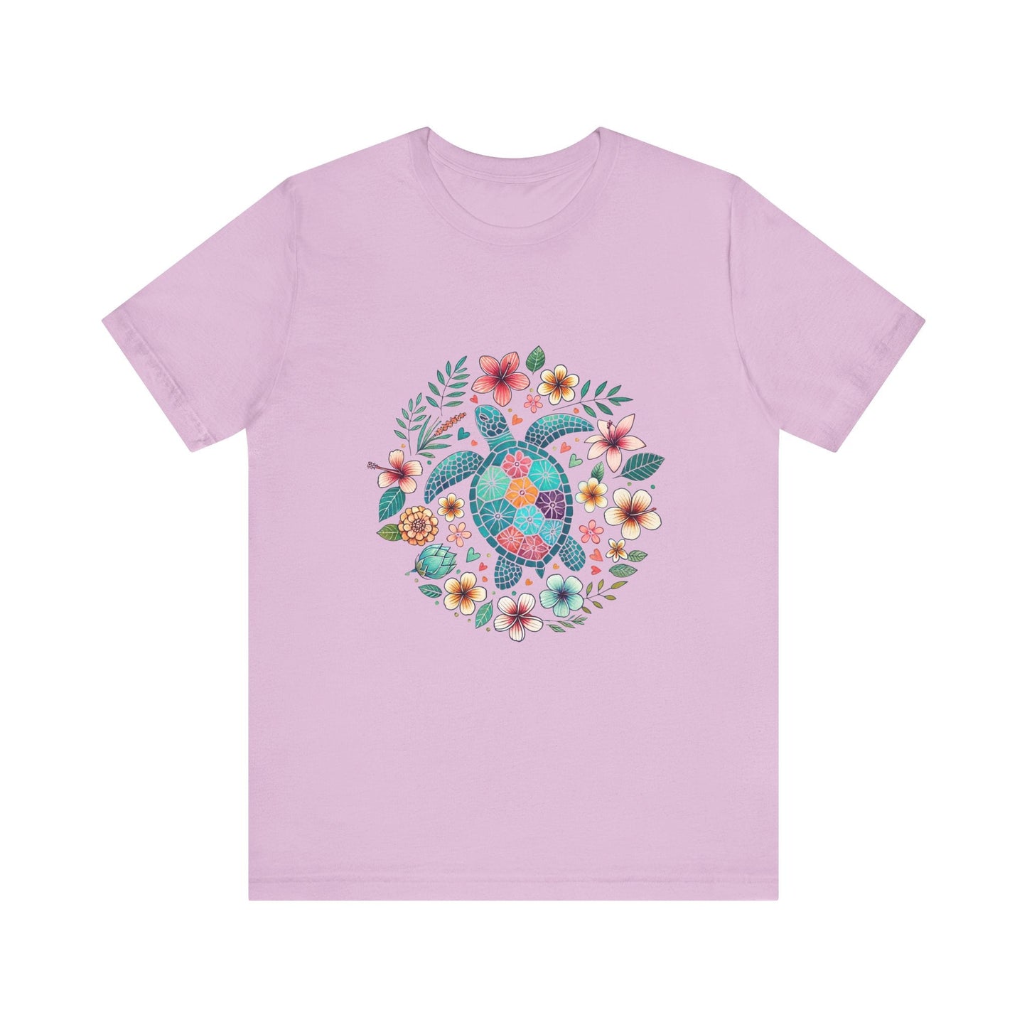 Turtle Ocean Sun T-Shirt, Floral Turtle Shirt, Boho Beach Tshirt - Popbydesign