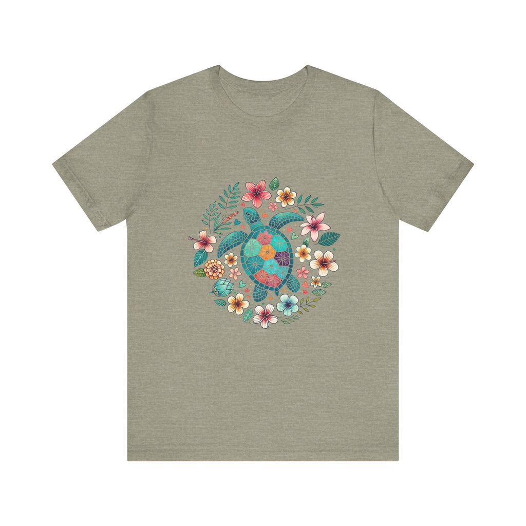Turtle Ocean Sun T-Shirt, Floral Turtle Shirt, Boho Beach Tshirt by PopCultureByDesign36