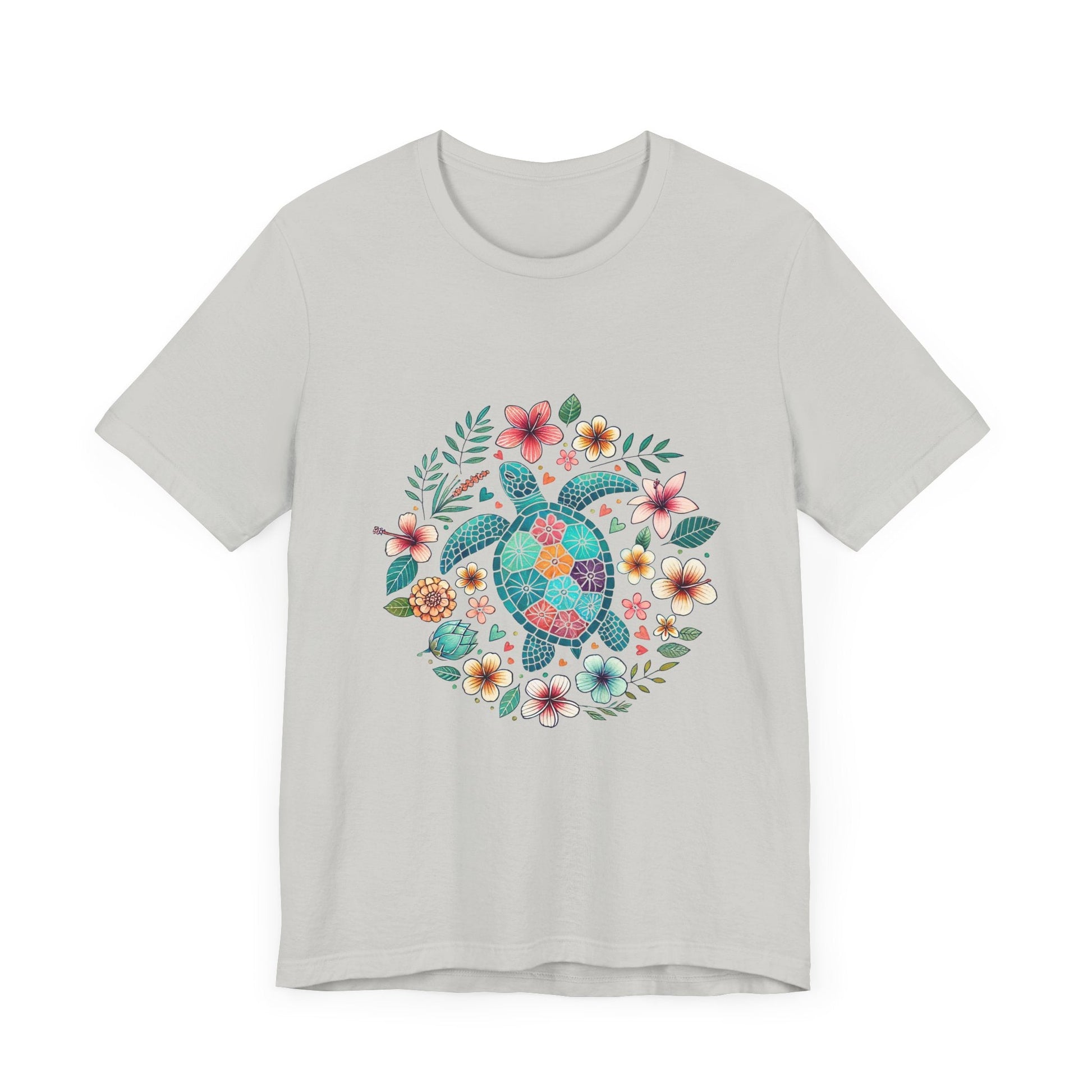 Turtle Ocean Sun T-Shirt, Floral Turtle Shirt, Boho Beach Tshirt - Popbydesign