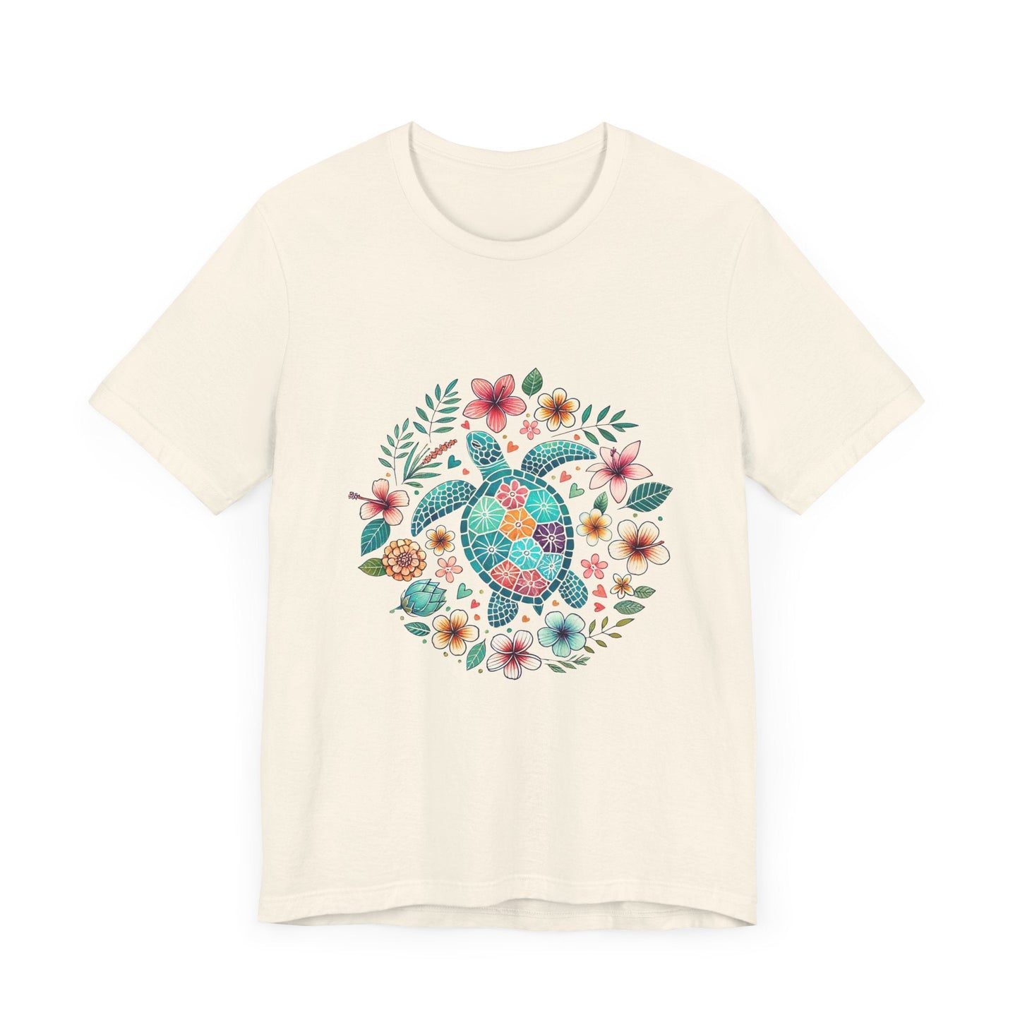 Turtle Ocean Sun T-Shirt, Floral Turtle Shirt, Boho Beach Tshirt - Popbydesign