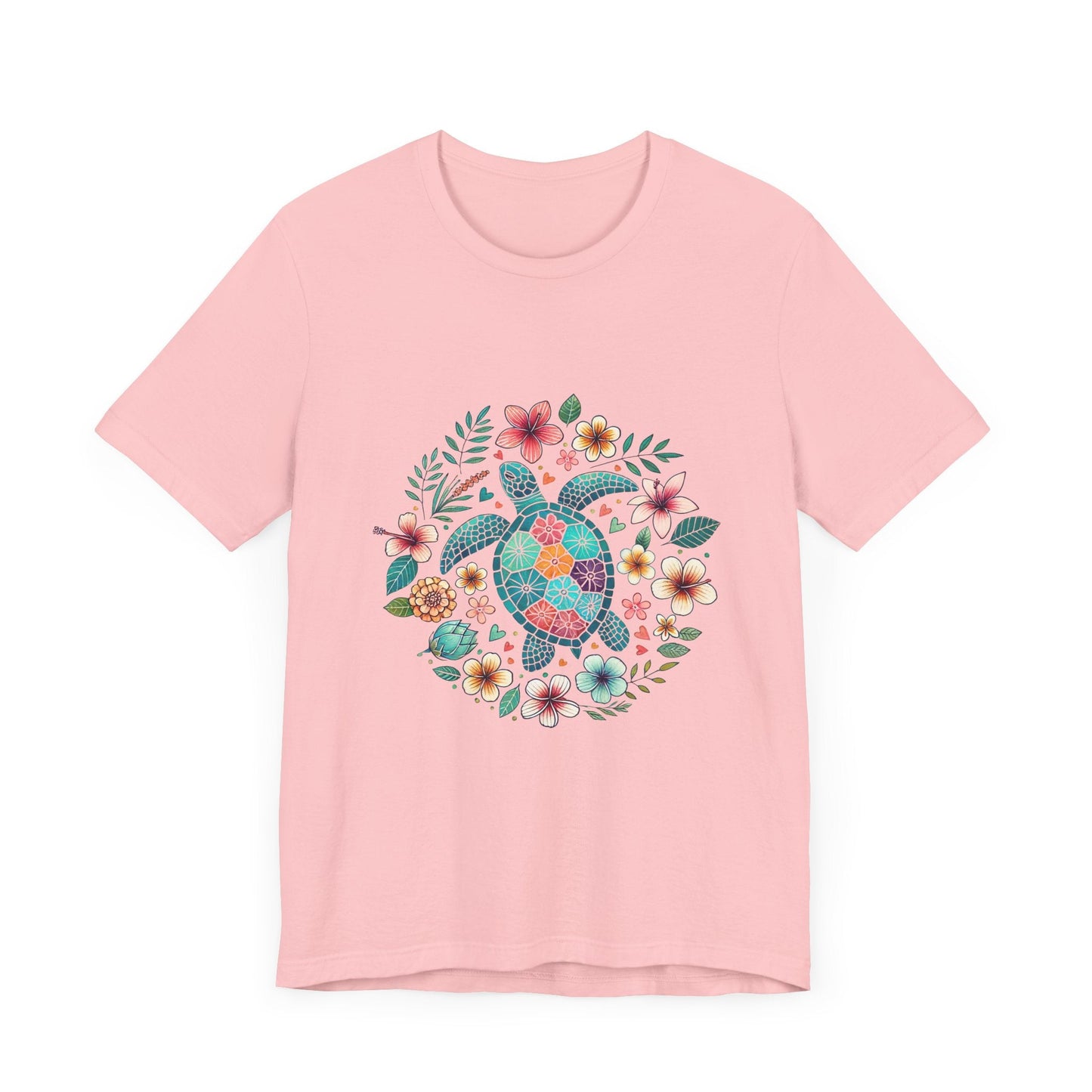 Turtle Ocean Sun T-Shirt, Floral Turtle Shirt, Boho Beach Tshirt - Popbydesign