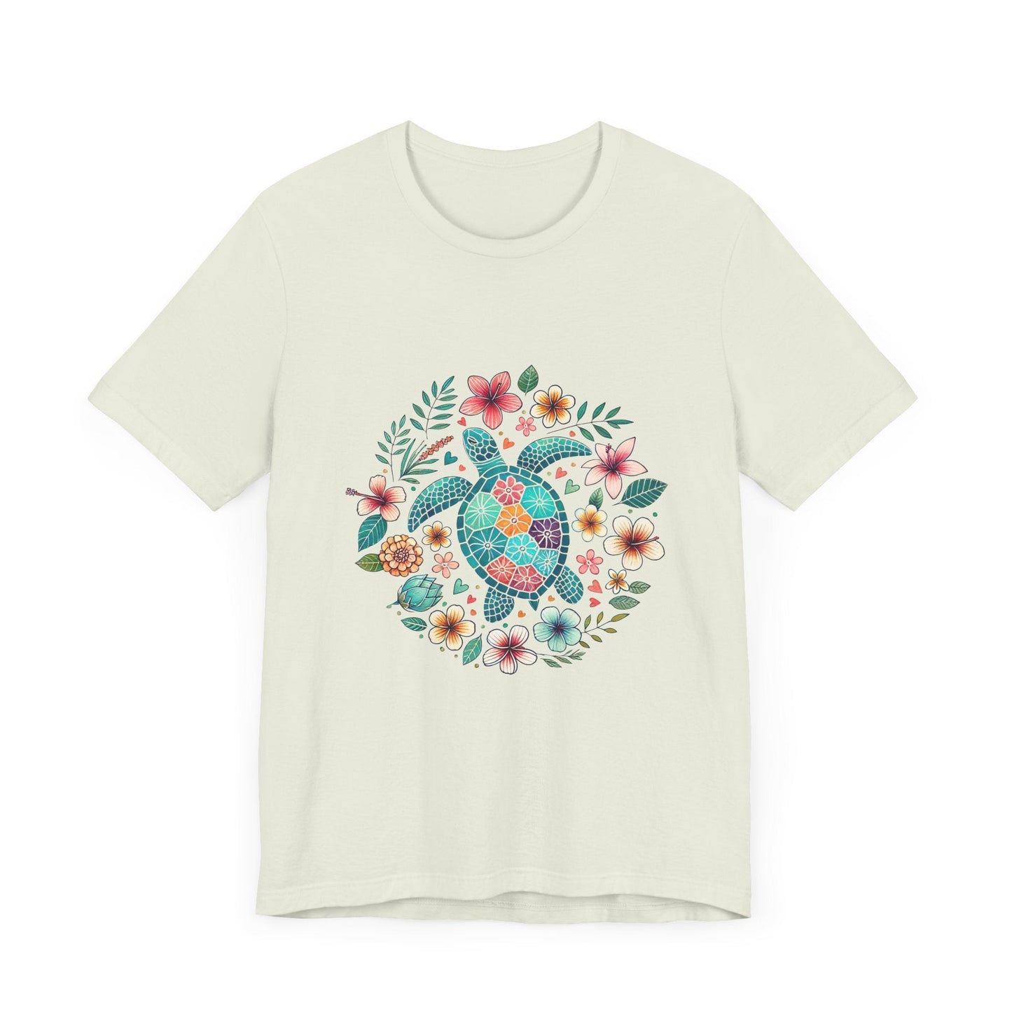 Turtle Ocean Sun T-Shirt, Floral Turtle Shirt, Boho Beach Tshirt - Popbydesign