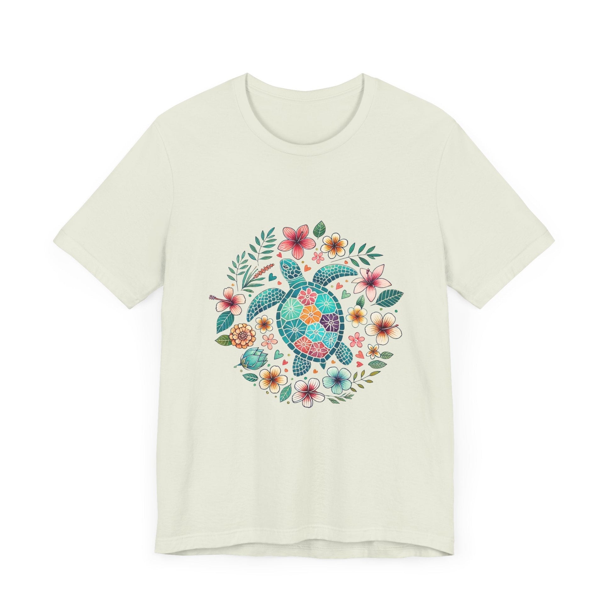 Turtle Ocean Sun T-Shirt, Floral Turtle Shirt, Boho Beach Tshirt - Popbydesign