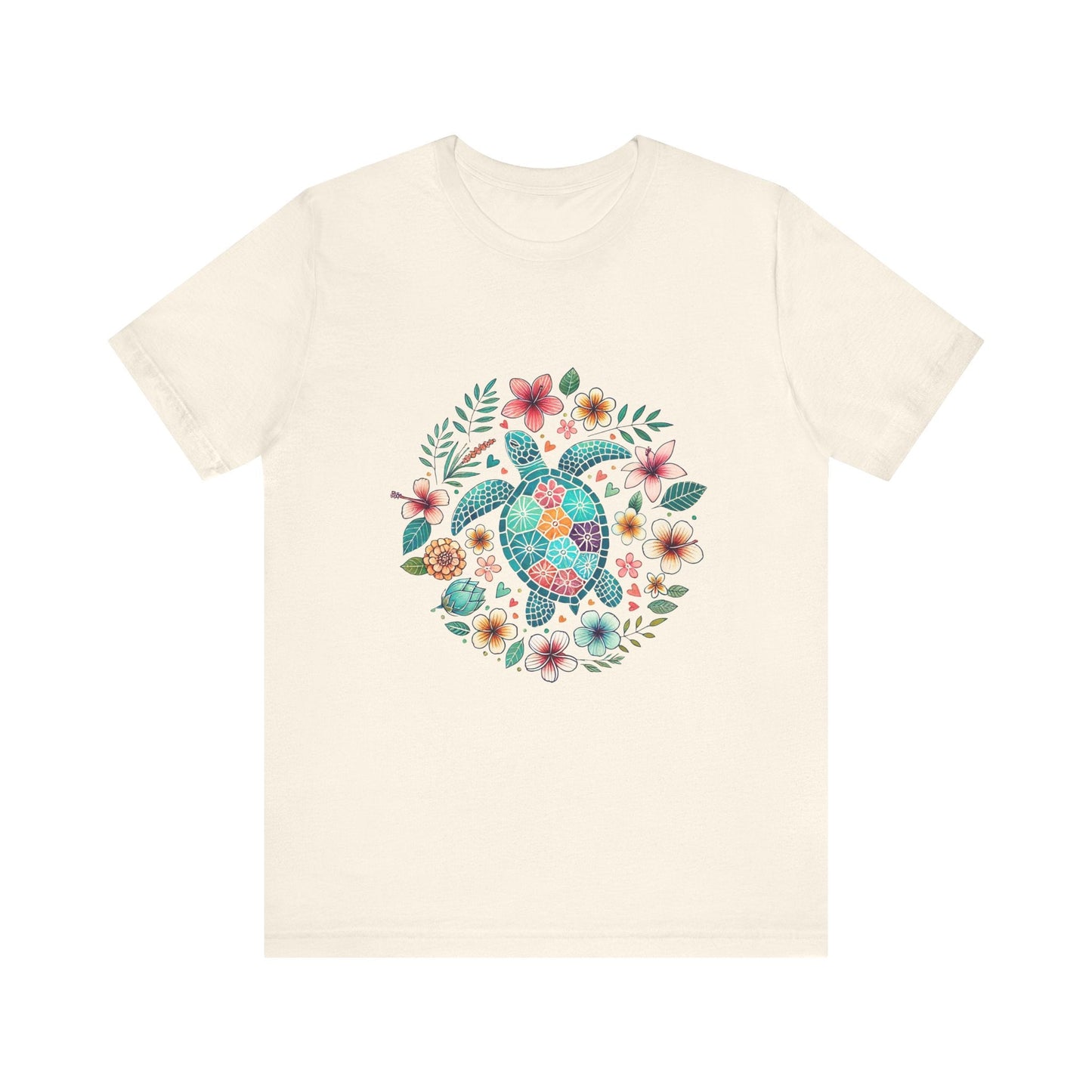 Turtle Ocean Sun T-Shirt, Floral Turtle Shirt, Boho Beach Tshirt - Popbydesign