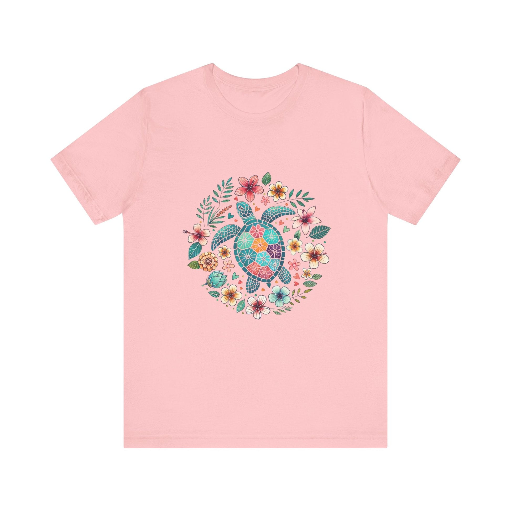 Turtle Ocean Sun T-Shirt, Floral Turtle Shirt, Boho Beach Tshirt - Popbydesign