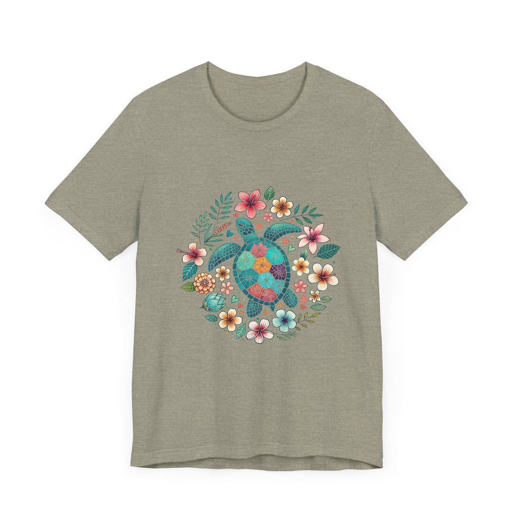 Turtle Ocean Sun T-Shirt, Floral Turtle Shirt, Boho Beach Tshirt by PopCultureByDesign36