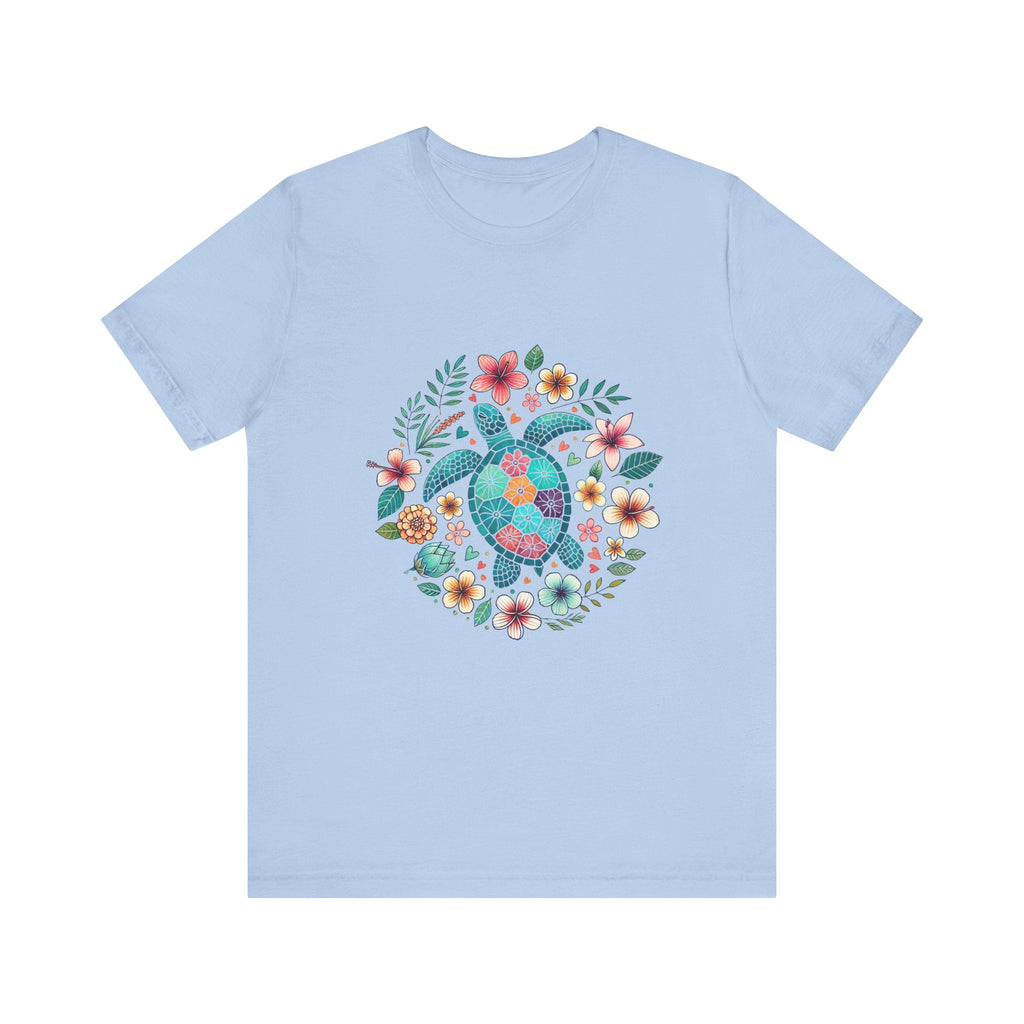 Turtle Ocean Sun T-Shirt, Floral Turtle Shirt, Boho Beach Tshirt by PopCultureByDesign36