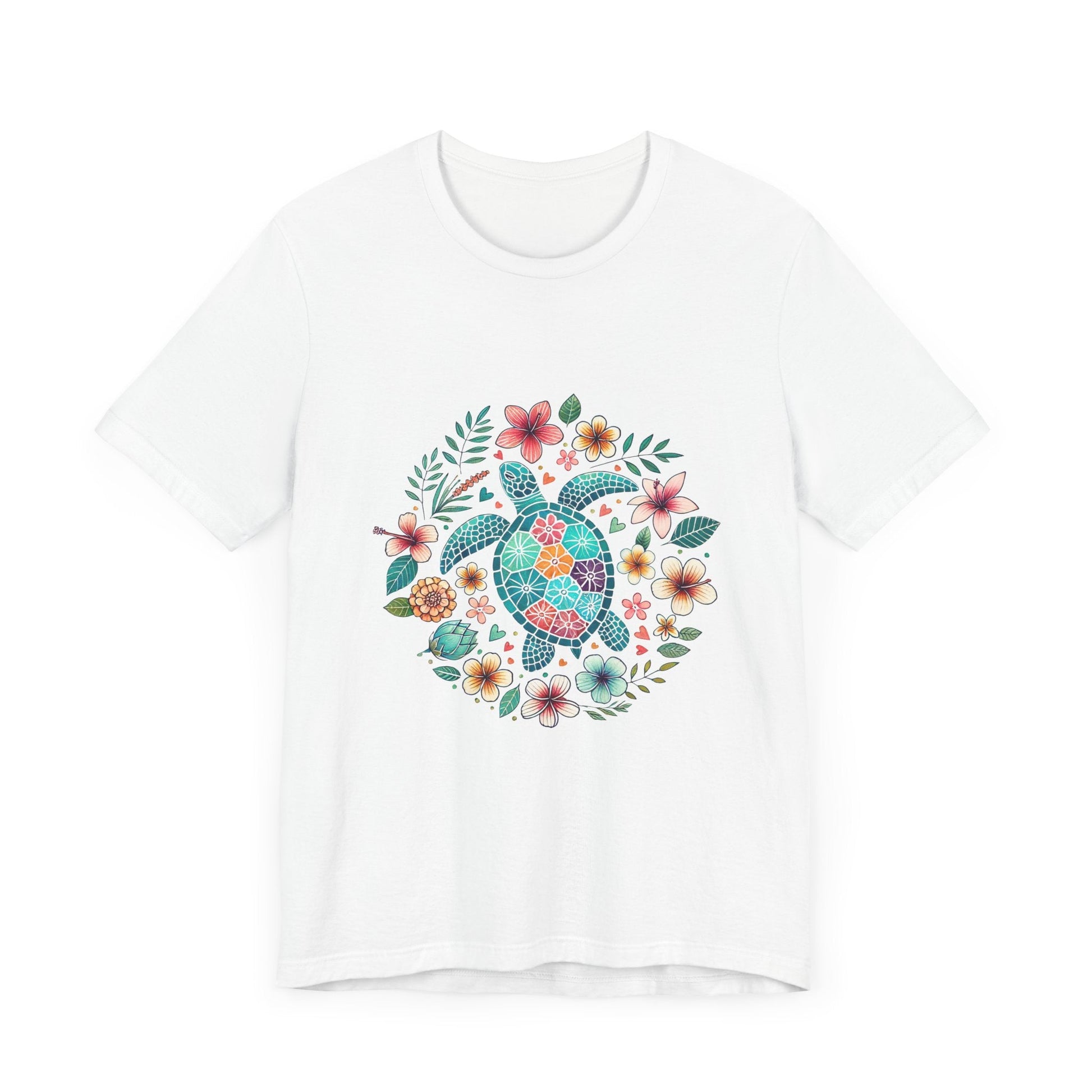 Turtle Ocean Sun T-Shirt, Floral Turtle Shirt, Boho Beach Tshirt - Popbydesign