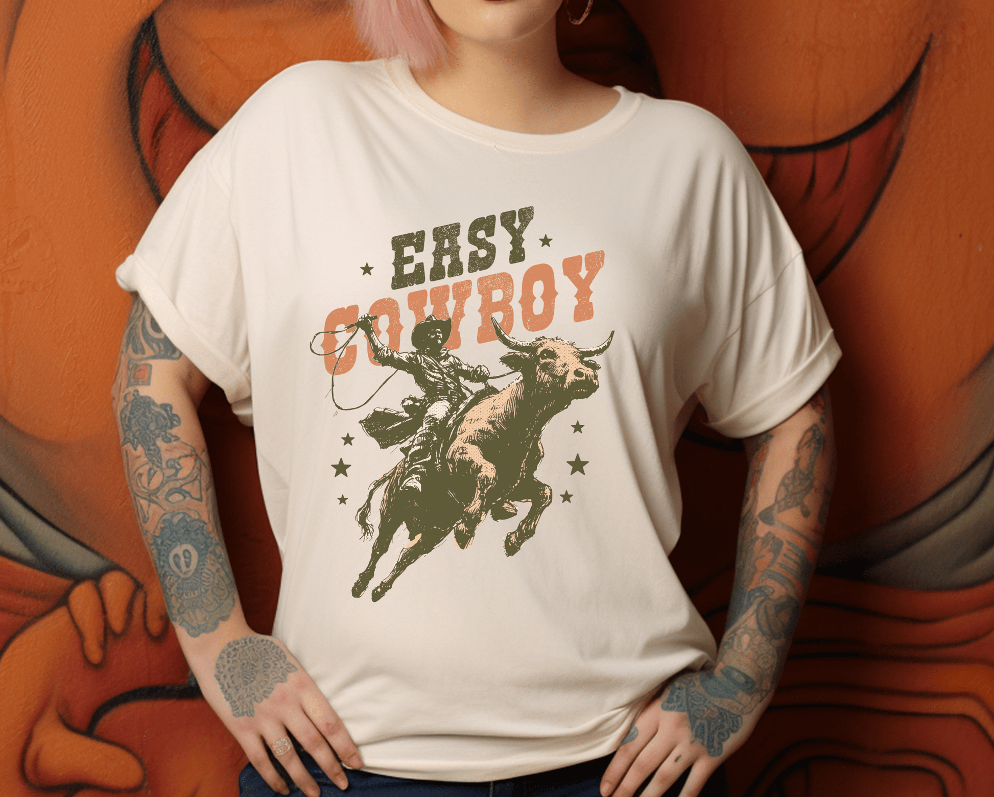 Vintage Looking Horse Tee, Cowboy Western Shirt, Rodeo T-Shirt - Popbydesign