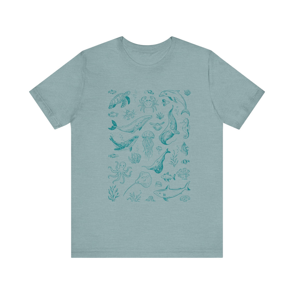 Vintage Ocean Tattoo Style T-Shirt, Retro Ocean Shirt by PopCultureByDesign36