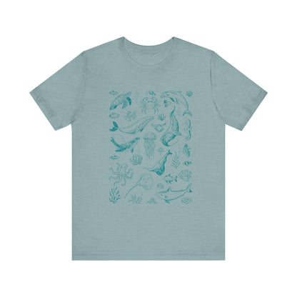 Vintage Ocean Tattoo Style T-Shirt, Retro Ocean Shirt - Popbydesign