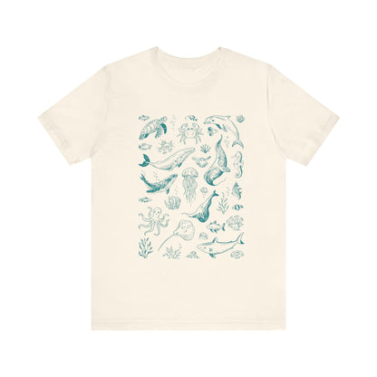 Vintage Ocean Tattoo Style T-Shirt, Retro Ocean Shirt - Popbydesign