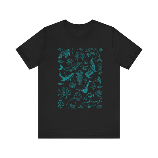 Vintage Ocean Tattoo Style T-Shirt, Retro Ocean Shirt - Popbydesign