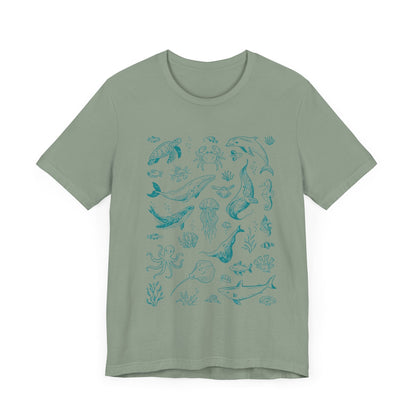 Vintage Ocean Tattoo Style T-Shirt, Retro Ocean Shirt - Popbydesign