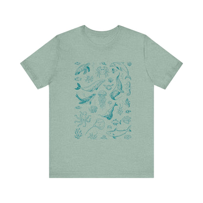 Vintage Ocean Tattoo Style T-Shirt, Retro Ocean Shirt - Popbydesign