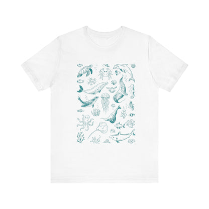 Vintage Ocean Tattoo Style T-Shirt, Retro Ocean Shirt - Popbydesign